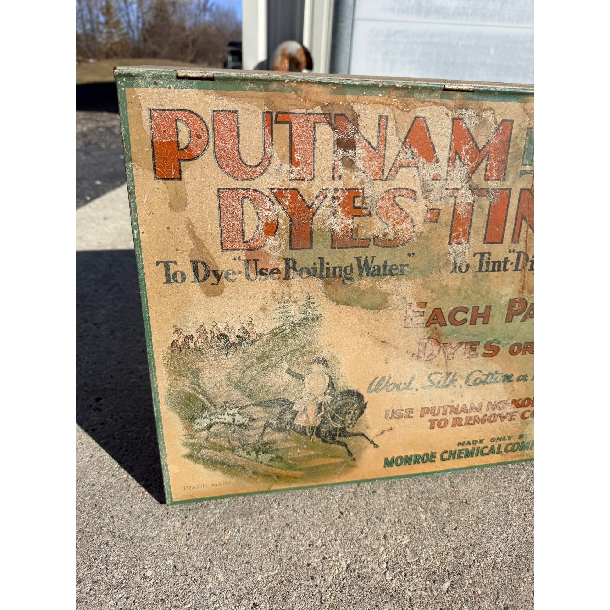 Vintage Putnam Fadeless Dyes & Tints Store Display Advertising Cabinet Sign
