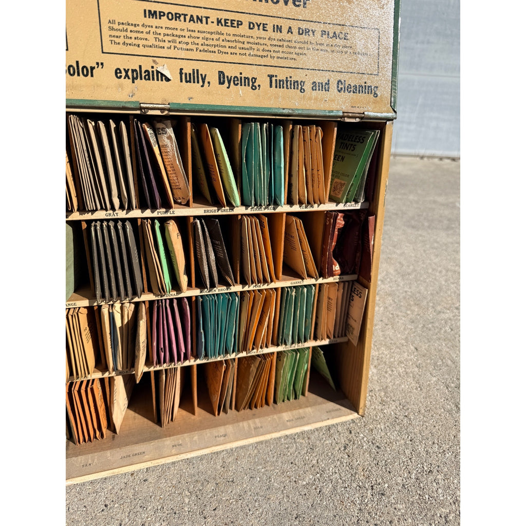 Vintage Putnam Fadeless Dyes & Tints Store Display Advertising Cabinet Sign