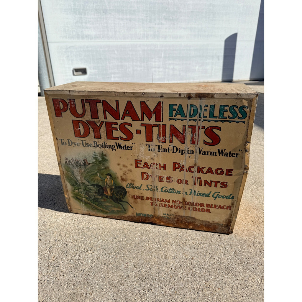 Vintage Putnam Fadeless Dyes & Tints Store Display Advertising Cabinet Sign