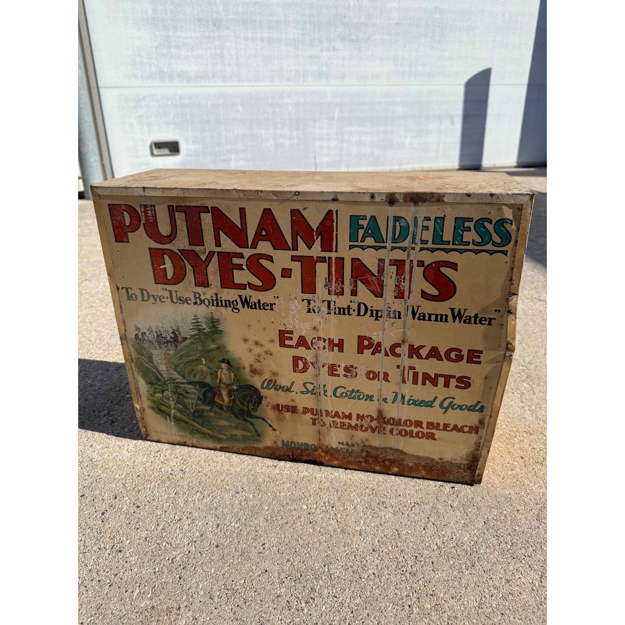 Vintage Putnam Fadeless Dyes & Tints Store Display Advertising Cabinet Sign