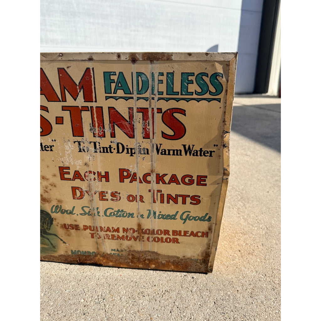 Vintage Putnam Fadeless Dyes & Tints Store Display Advertising Cabinet Sign