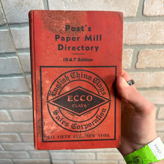 RARE POST'S PULP & PAPER MILL DIRECTORY 1947 ADVERTISING, OFFICIALS US LOCATIONS