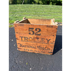 Vintage Antique Trolley National Mfg. Co. Wood Box Crate Sterling Ill Barn Door