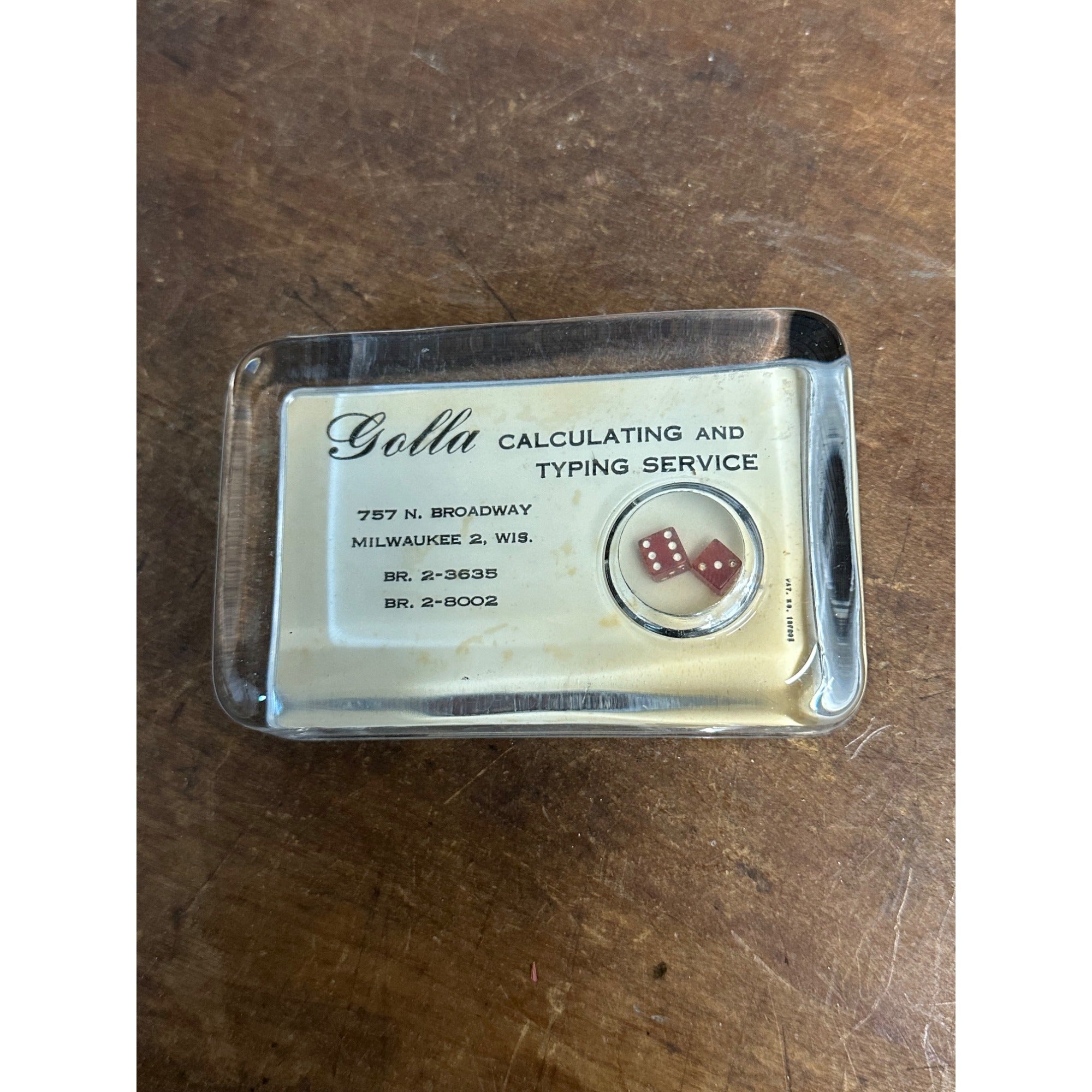 Vintage 1930s Golla Calculating & Typing Service Paperweight Gambling Simulator