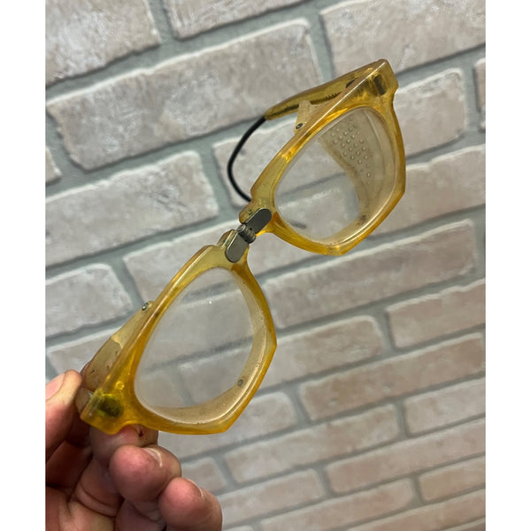 Vintage Willson Folding Hinged Safety Glasses Mesh Sides Aviation Steampunk USA