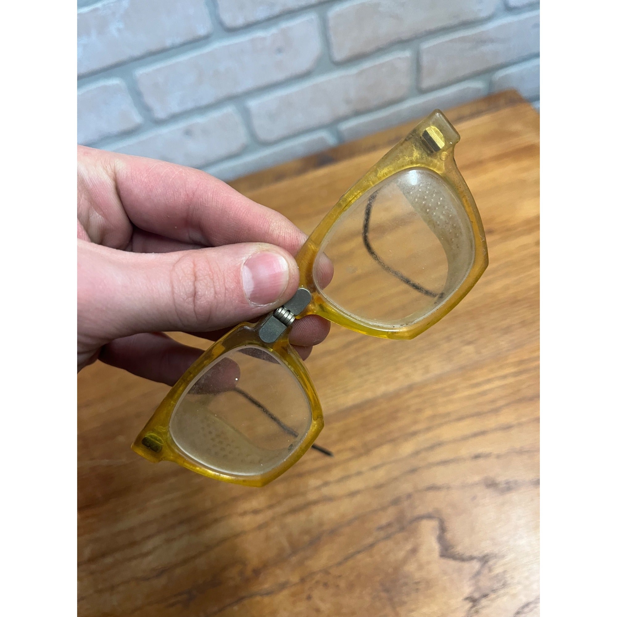 Vintage Willson Folding Hinged Safety Glasses Mesh Sides Aviation Steampunk USA