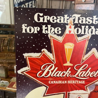 Vintage 1981 Carling Black Label Beer Easel Back Holidays Advertising Sign Heileman's