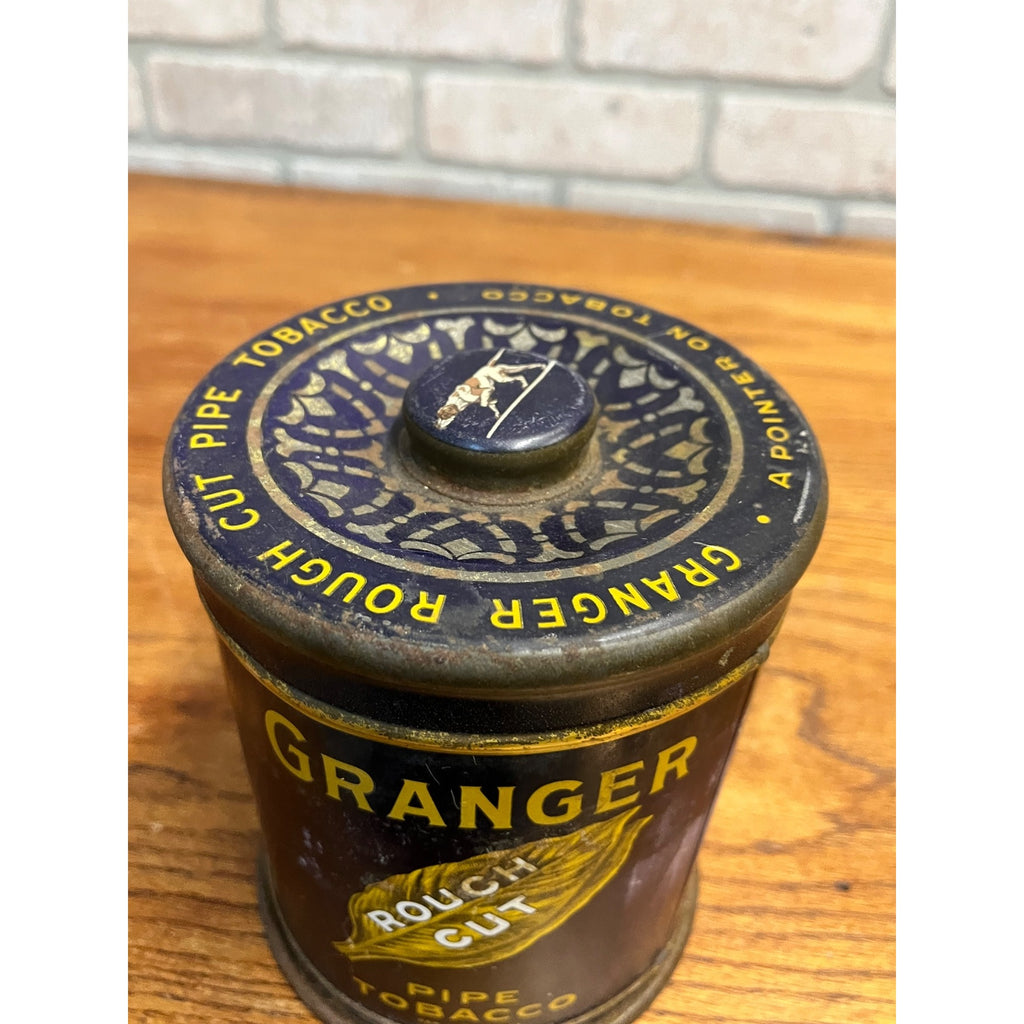 1950s Vintage Granger Rough Cut Pipe Tobacco Round Tin Can