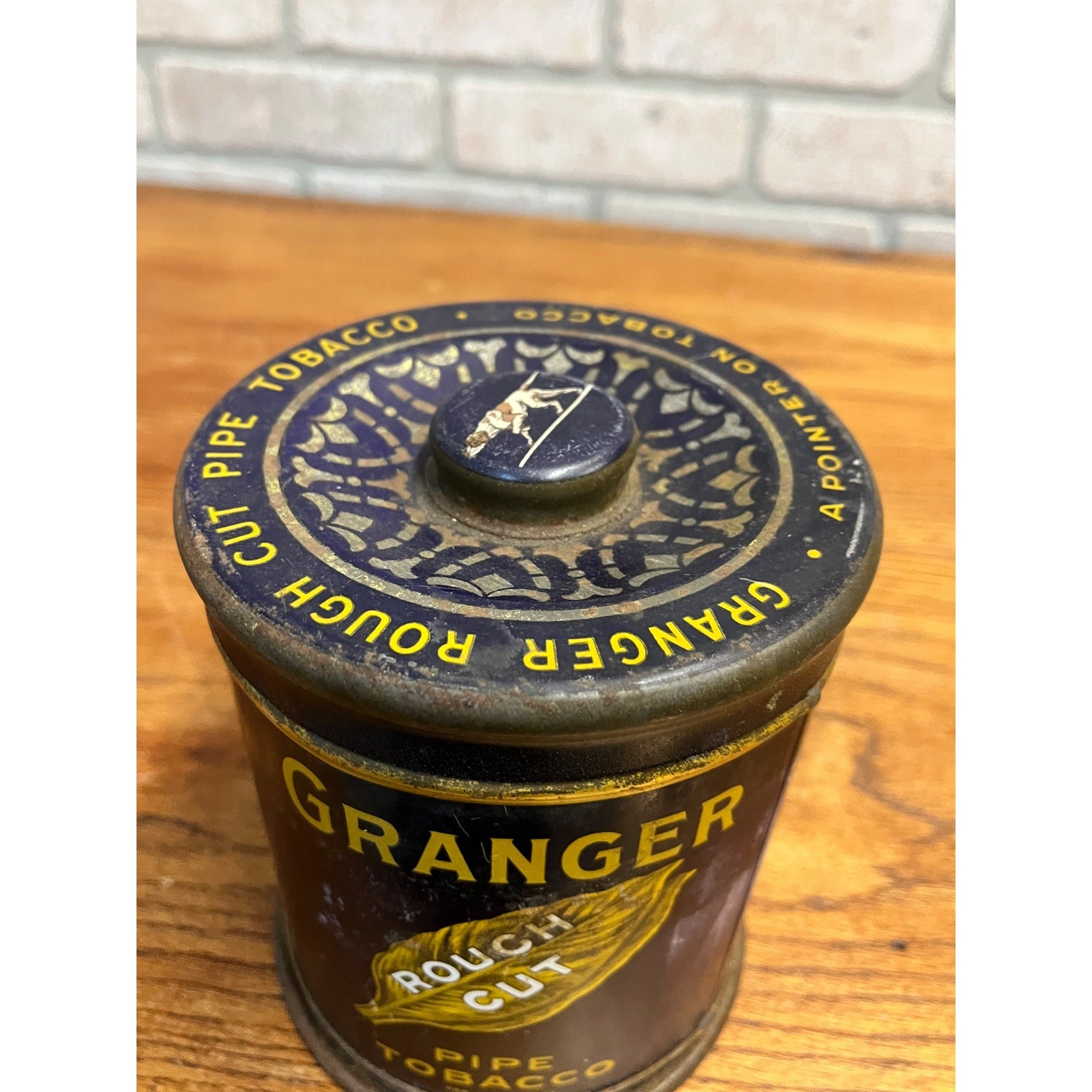 1950s Vintage Granger Rough Cut Pipe Tobacco Round Tin Can