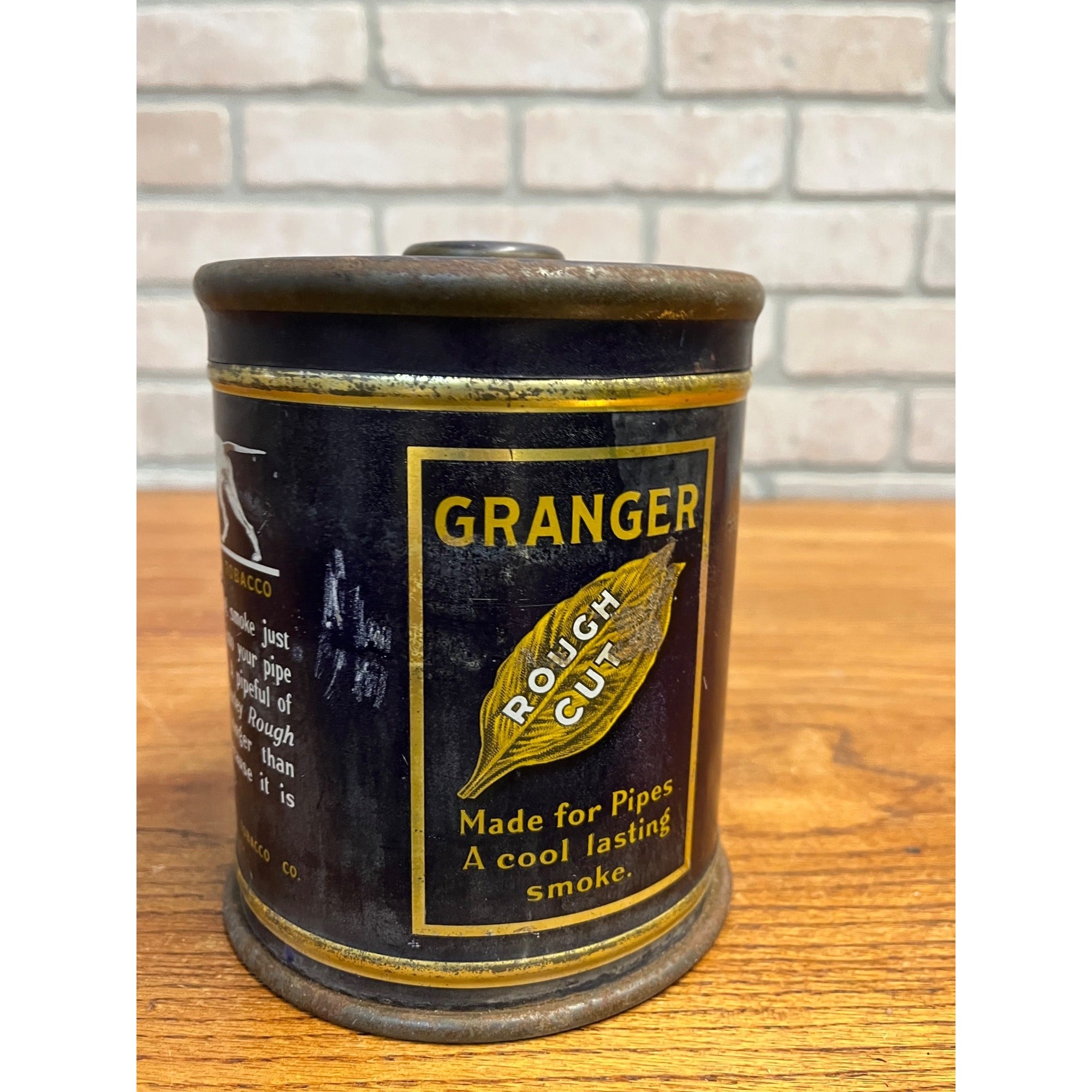 1950s Vintage Granger Rough Cut Pipe Tobacco Round Tin Can