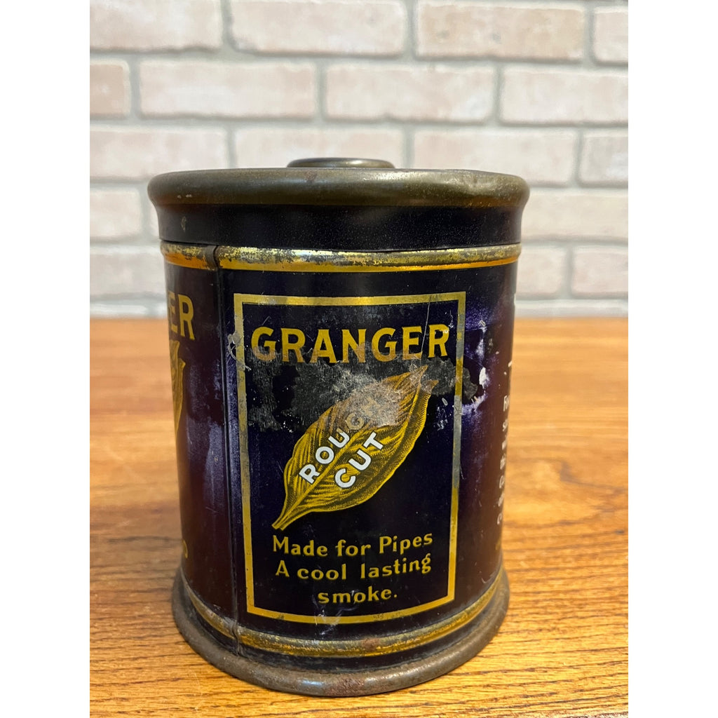 1950s Vintage Granger Rough Cut Pipe Tobacco Round Tin Can