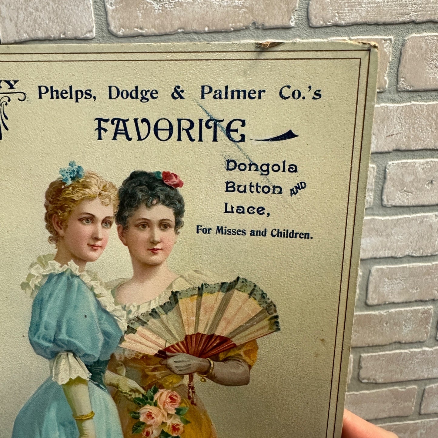 Amtique 1890s Victorian Phelps. Dodge, & Palmer Womens Fashion Advertising Sign