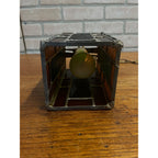 Vintage MCM Leaded Slag Glass Swag Hanging Lamps Pair Mid-Century Craftsman Mission Style