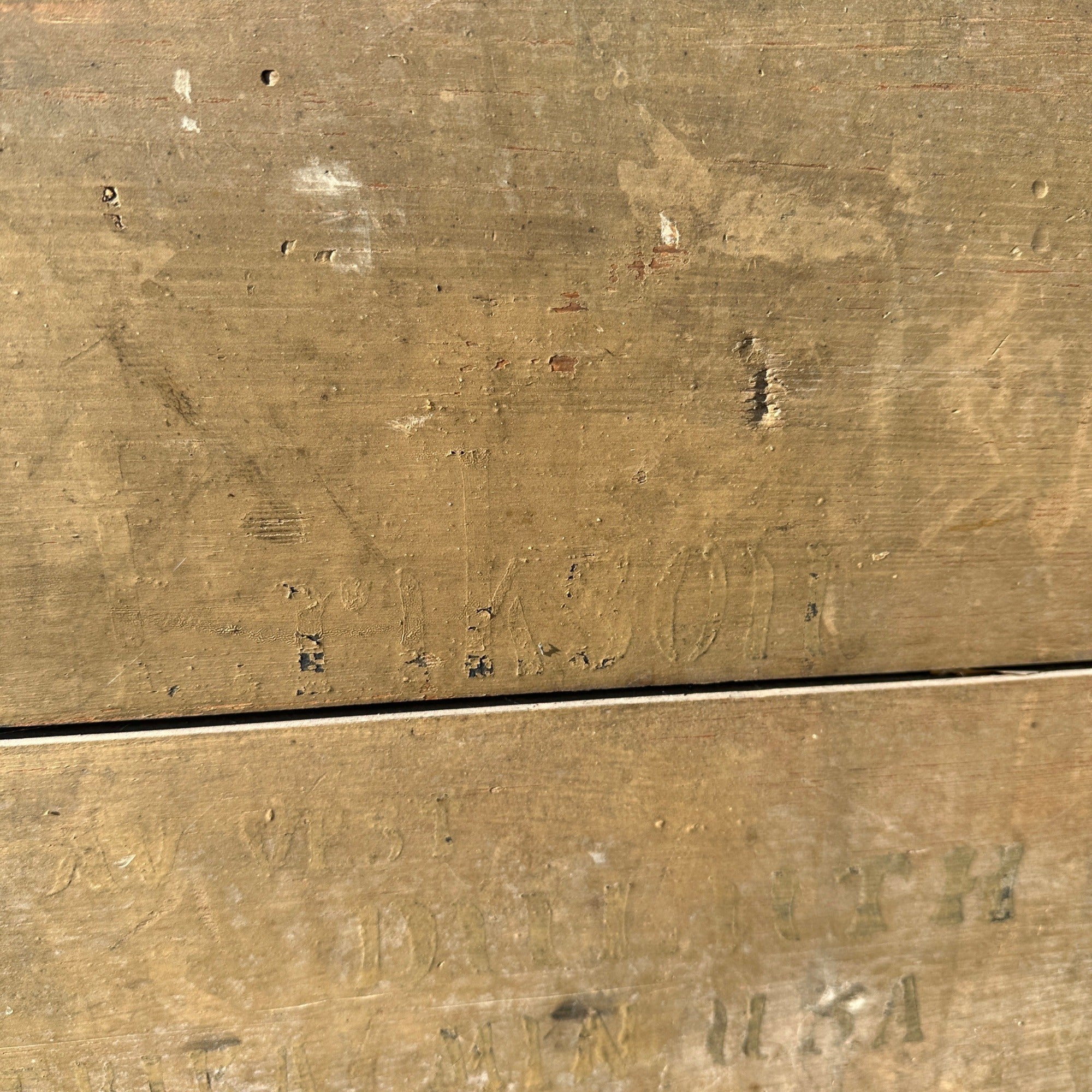 Antique Large Primitive Trunk Chest Gray Off-White Coffee Table Immigrant