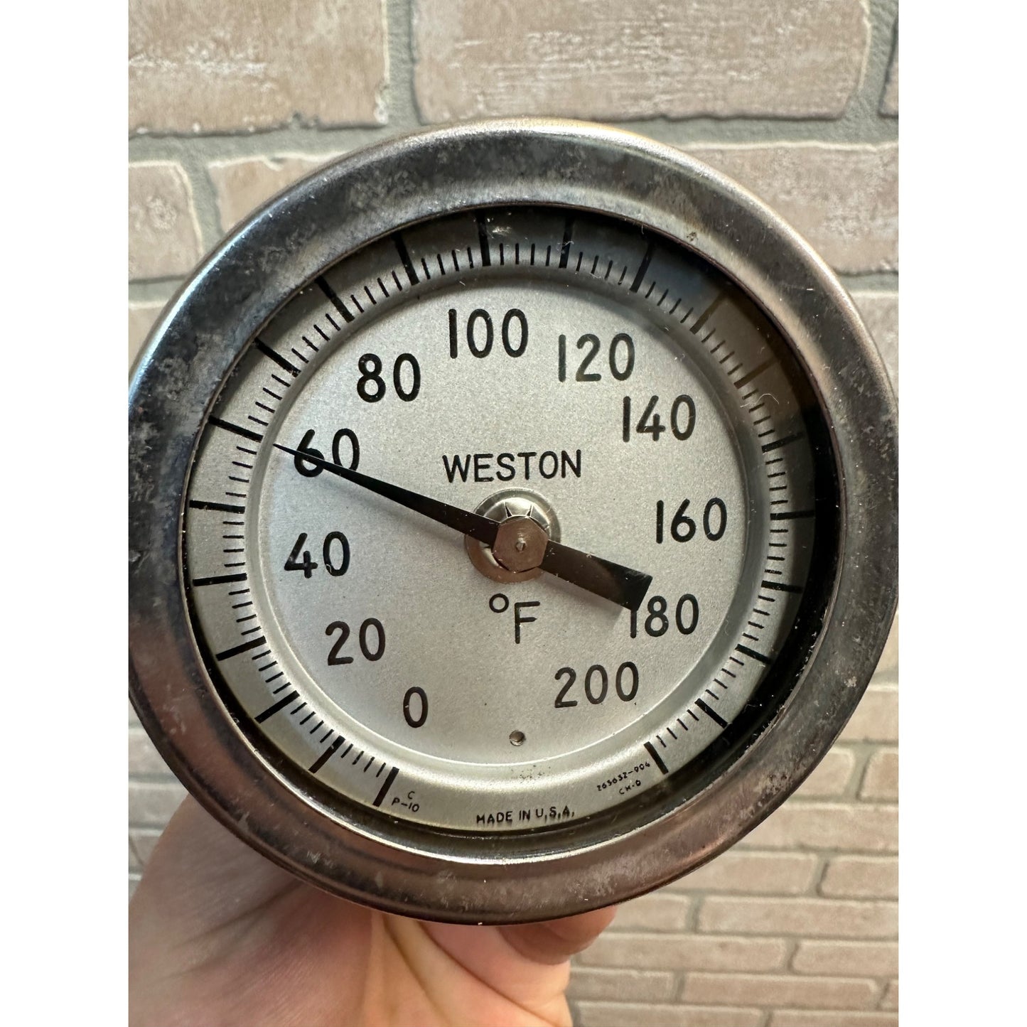 VINTAGE WESTON THERMOMETER TEMPERATURE 3.25" GAUGE 0°- 200° STEAMPUNK INDUSTRIAL