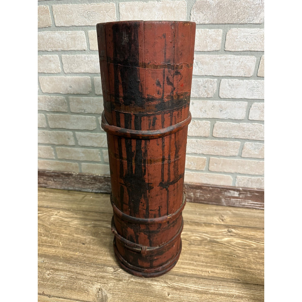 Antique Primitive 1800s Wooden Butter Churn Original Red Paint AAFA Early Farmhouse