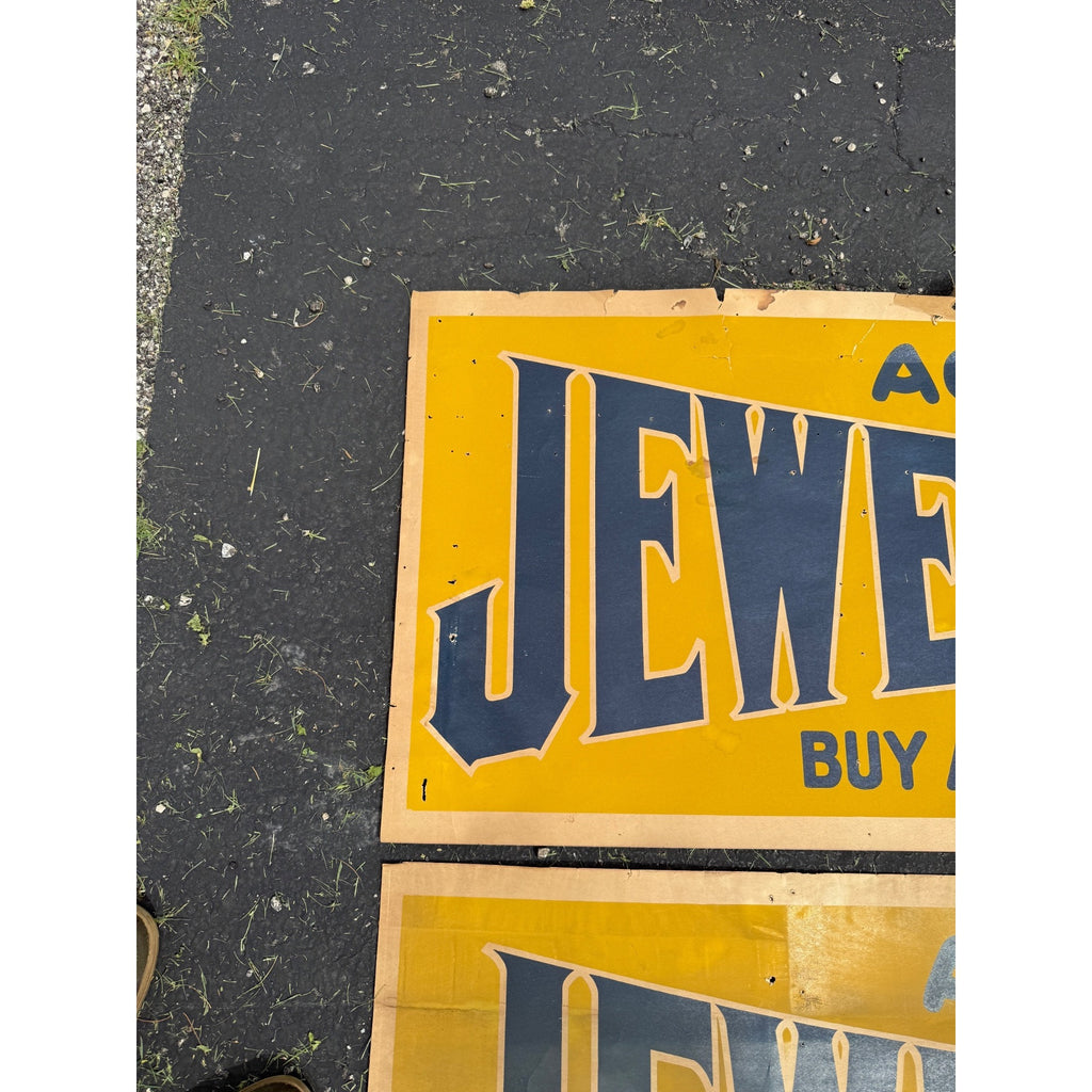 (3) RARE Vintage Early 1900s Jewel Furnaces Stoves Advertising Banner Sign Detroit