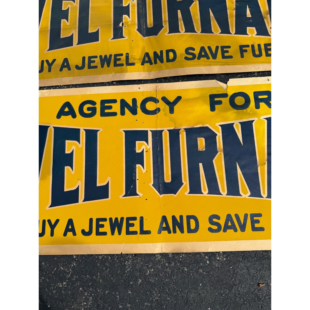 (3) RARE Vintage Early 1900s Jewel Furnaces Stoves Advertising Banner Sign Detroit