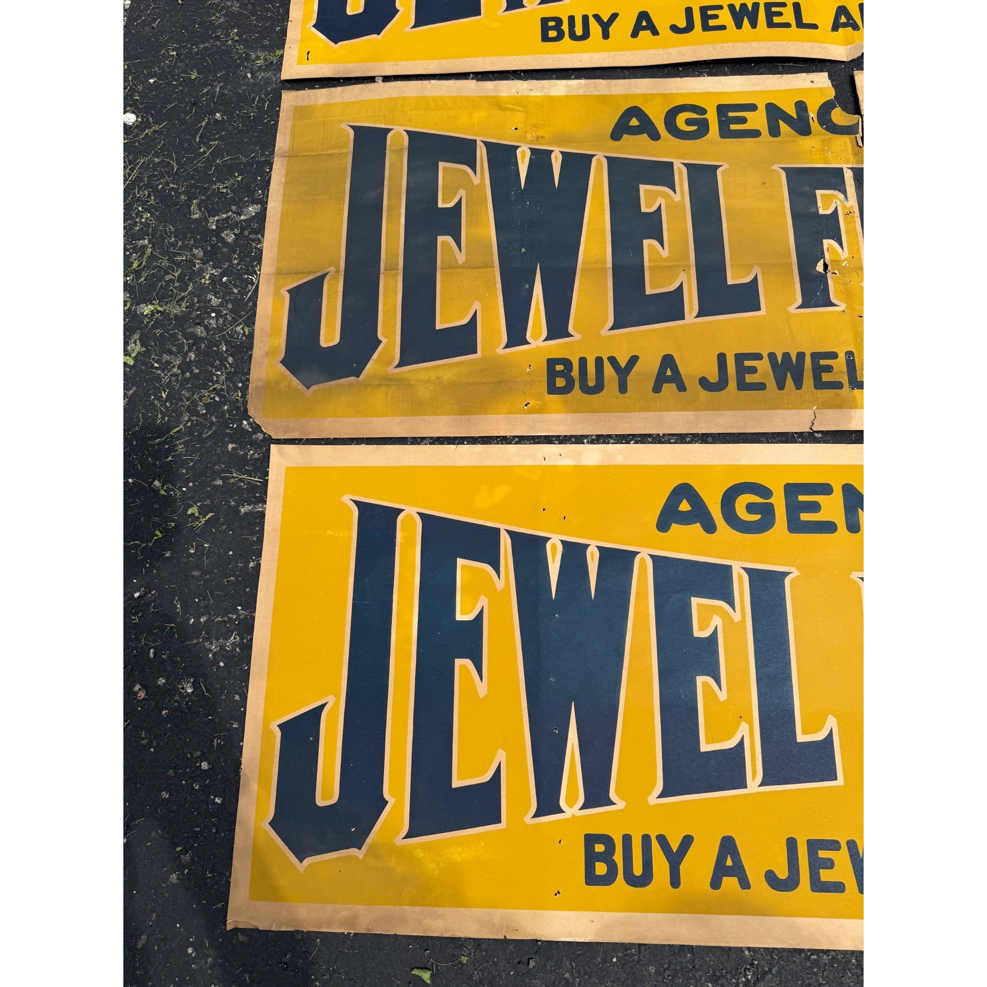 (3) RARE Vintage Early 1900s Jewel Furnaces Stoves Advertising Banner Sign Detroit