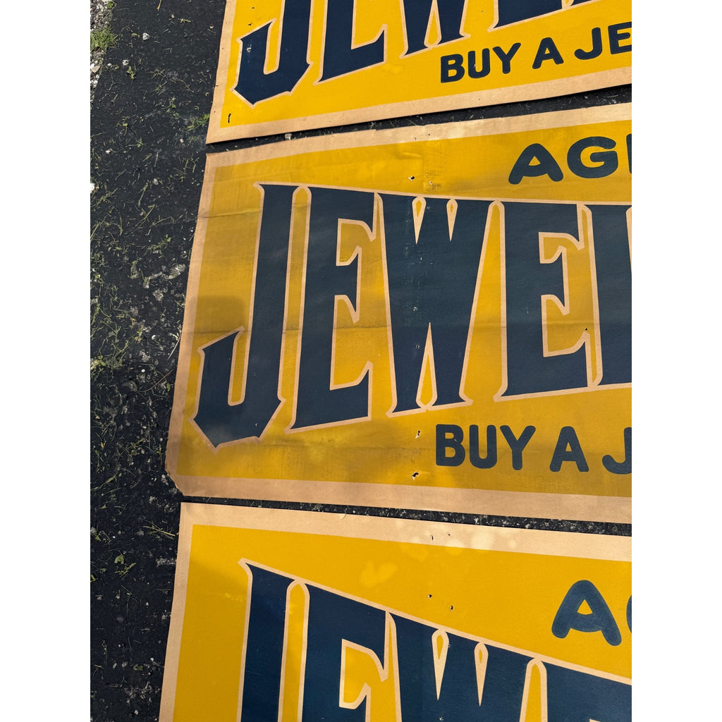 (3) RARE Vintage Early 1900s Jewel Furnaces Stoves Advertising Banner Sign Detroit