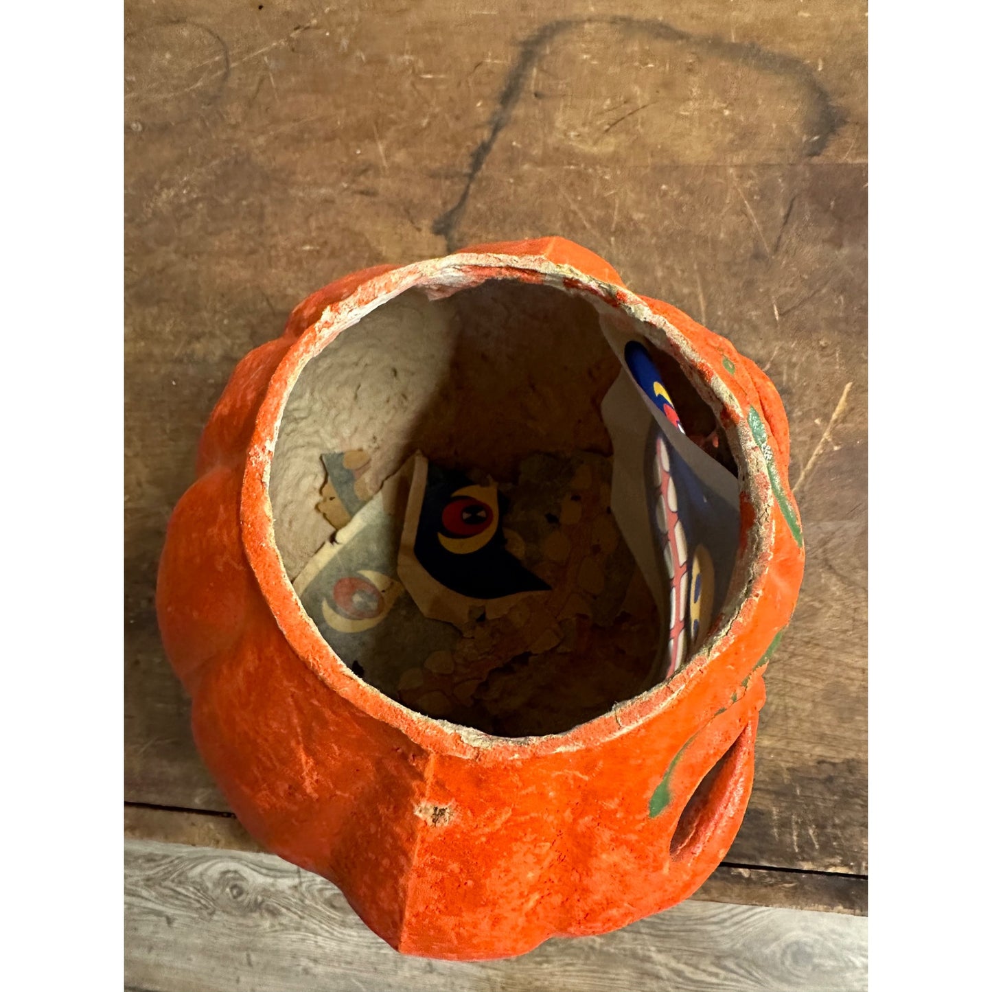 Vintage Halloween Paper Mache Pulp Large 7" Jack O Lantern JOL