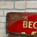 SCARCE Vintage Bechaud's Empire Beer Tin Advertising Sign Fond du Lac Wis