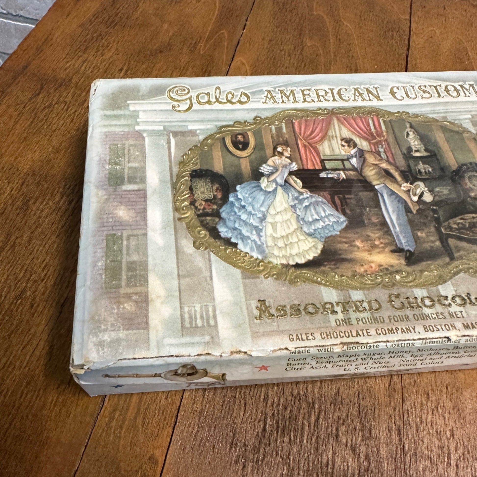 Vintage 1950s Gales American Custom Assorted Chocolates Advertising Box Boston