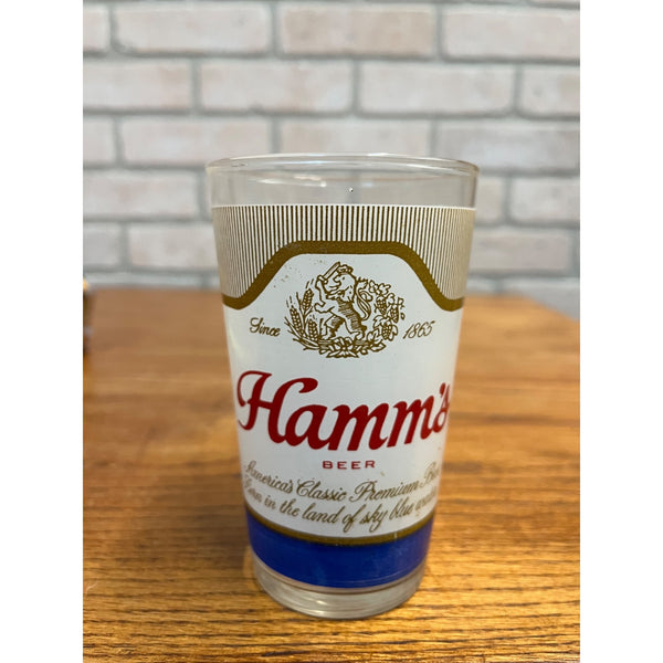 Vintage Hamm's Beer 1970s 4.75" Bar Glass Tumbler