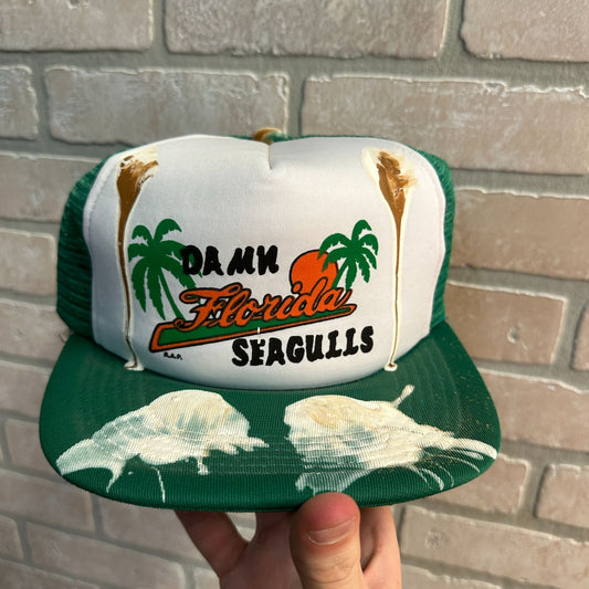 VINTAGE DAMN SEAGULLS FLORIDA FUNNY MESH SNAPBACK TRUCKER HAT BASEBALL CAP LID