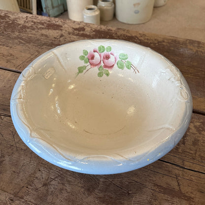 Antique Blue Bowtie Pattern Stoneware Bowl Wash Basin