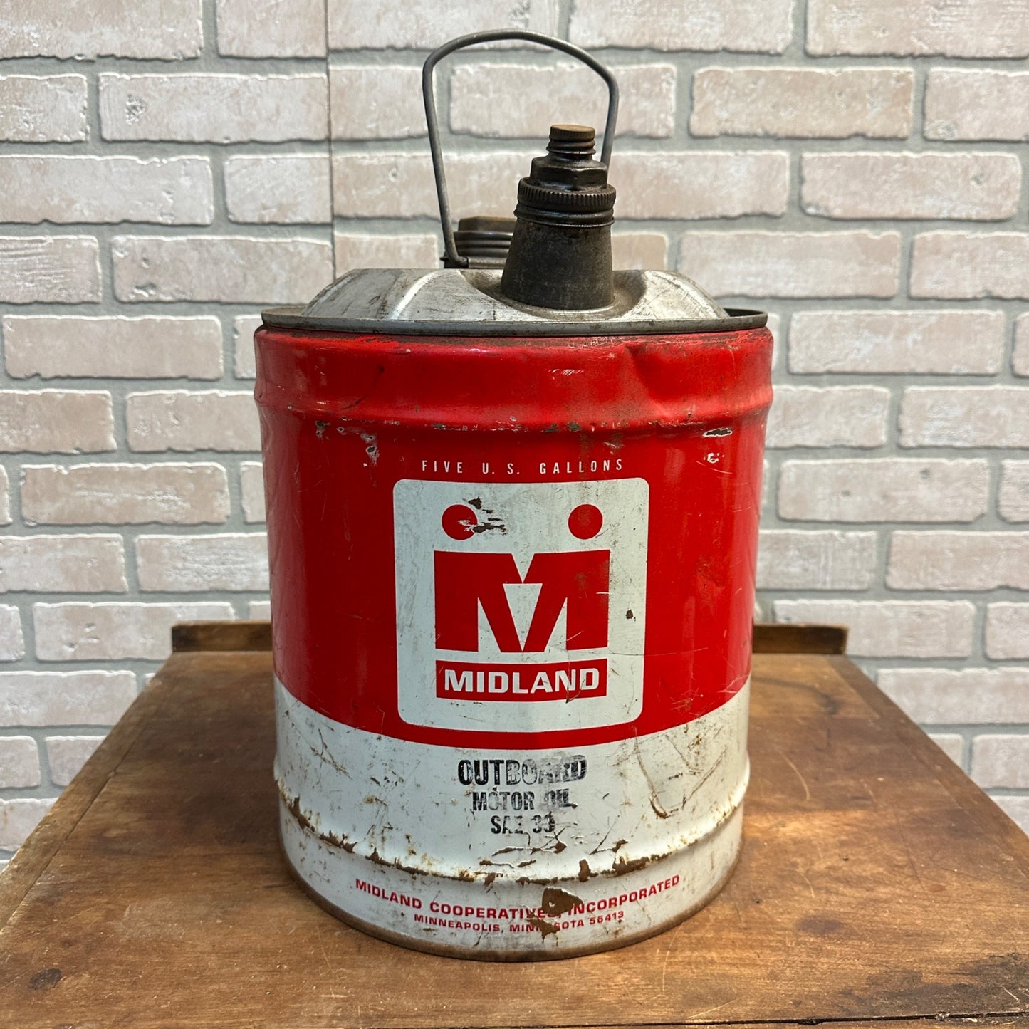 Vintage Midland Cooperatives Inc 5 Gallon Gas Oil Advertising Can Empty Minn