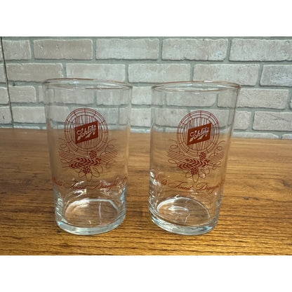 RARE Vintage 1950s Schlitz 4" Tester Sampler Glasses Barrel End Logo Pair