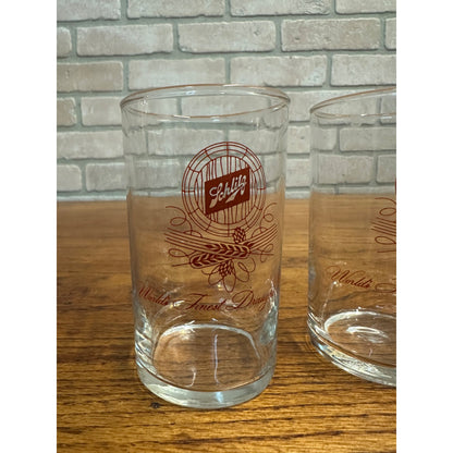 RARE Vintage 1950s Schlitz 4" Tester Sampler Glasses Barrel End Logo Pair