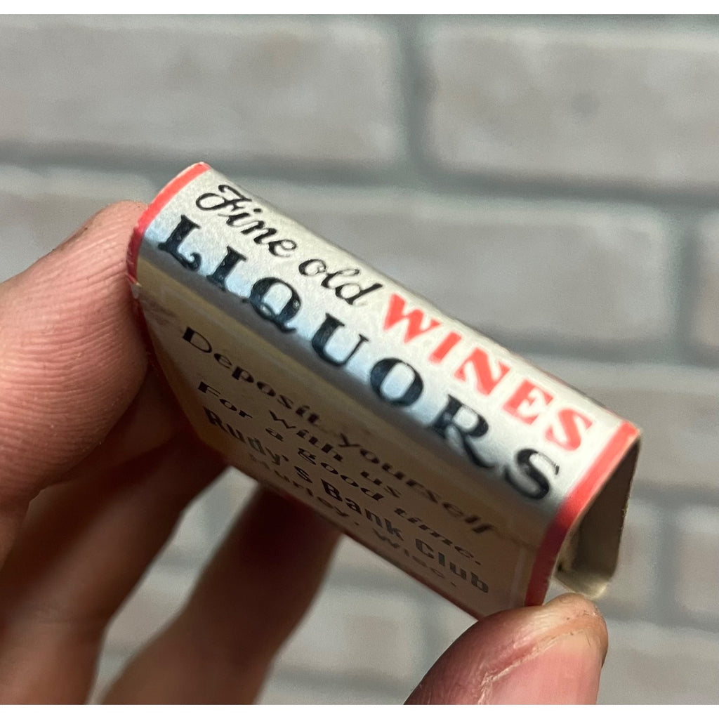 Vintage 1930s Rudy's Bank Club Tavern Bar - Hurley Wisconsin - FULL Matchbook WI