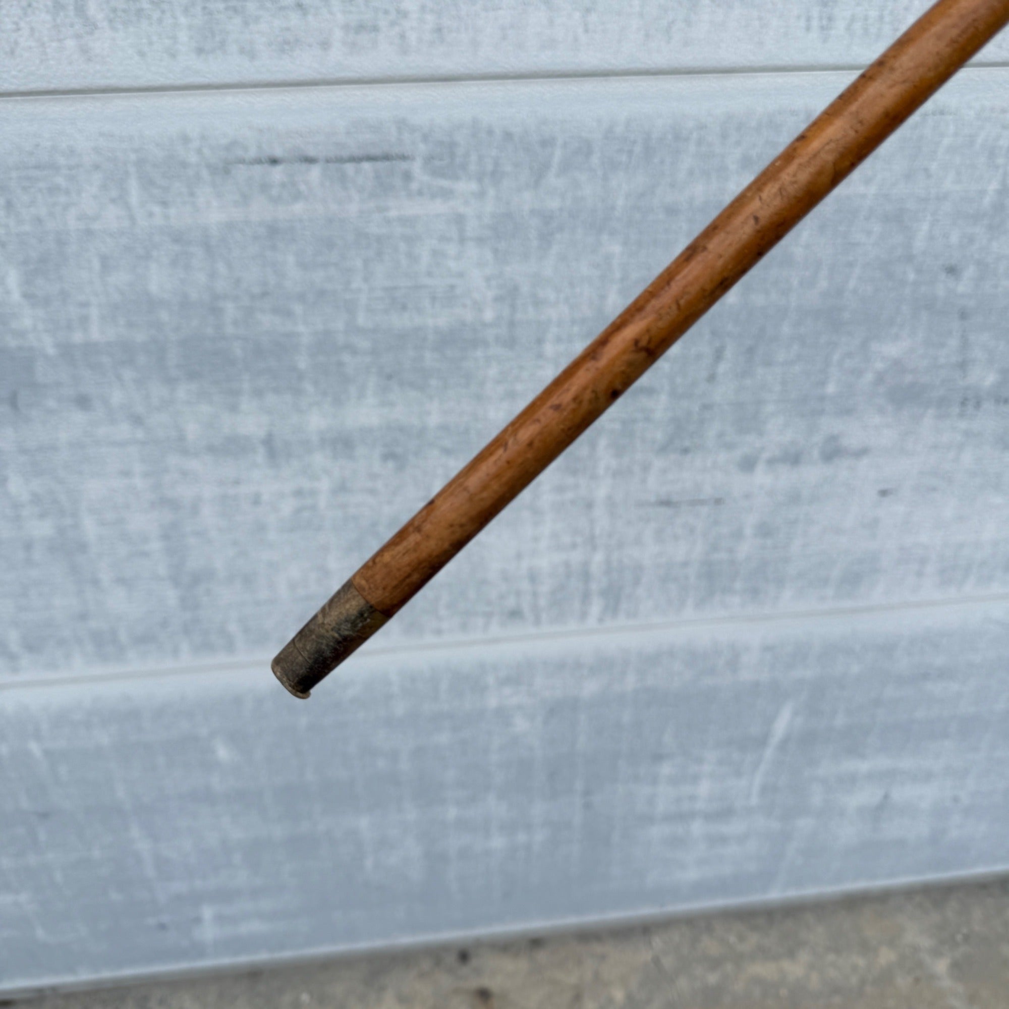 Antique Victorian Wood Cane w/Decorative Inlaid Metal Escutcheon Walking Stick