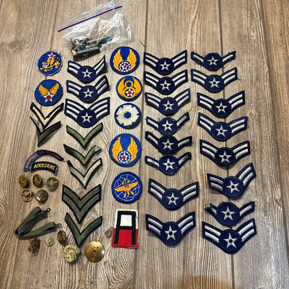 Huge Lot of World War II Vietnam War Era Patches Ranks Air Force Army WWII Pins