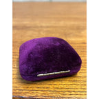 Vintage Velvet & Silk Jewelry Pin Brooch Box MOP Mother Pearl Button Closure