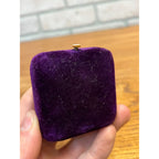 Vintage Velvet & Silk Jewelry Pin Brooch Box MOP Mother Pearl Button Closure