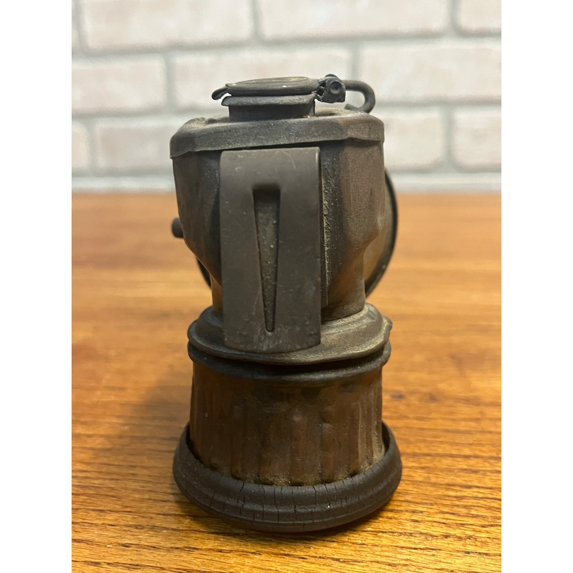 Antique Original Justrite Brass Miners Carbide Helmet Lantern Lamp Light