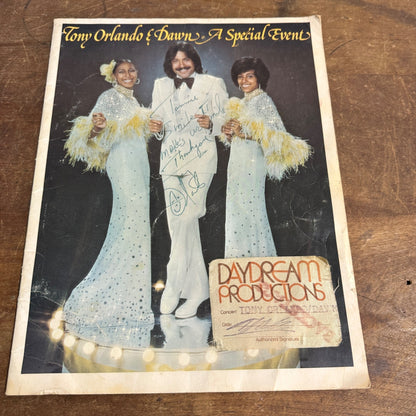 Vintage Tony Orlando & Dawn Signed Concert Tour Souevnir Book