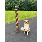 Original Antique 19th c. Hand Painted Wooden Barber Pole Advertising Trade Sign