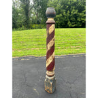 Original Antique 19th c. Hand Painted Wooden Barber Pole Advertising Trade Sign