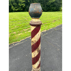 Original Antique 19th c. Hand Painted Wooden Barber Pole Advertising Trade Sign