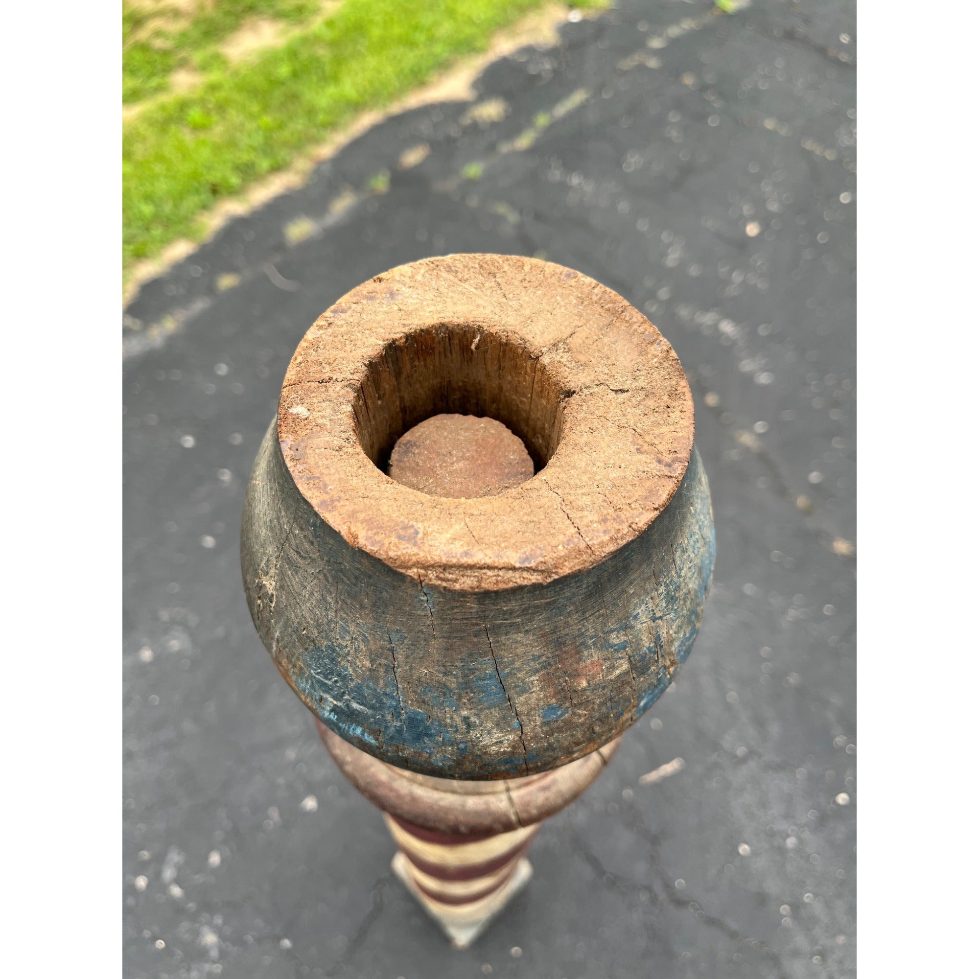 Original Antique 19th c. Hand Painted Wooden Barber Pole Advertising Trade Sign