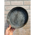 Antique Primitive Graniteware Enamelware Round Pie Plate/ Baking Dish/ Farmhouse/ Kitchen Decor, Grey