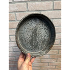 Antique Primitive Graniteware Enamelware Round Pie Plate/ Baking Dish/ Farmhouse/ Kitchen Decor, Grey