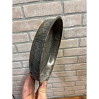 Antique Primitive Graniteware Enamelware Round Pie Plate/ Baking Dish/ Farmhouse/ Kitchen Decor, Grey