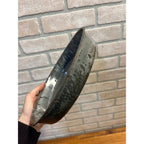 Antique Primitive Graniteware Enamelware Round Pie Plate/ Baking Dish/ Farmhouse/ Kitchen Decor, Grey