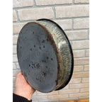 Antique Primitive Graniteware Enamelware Round Pie Plate/ Baking Dish/ Farmhouse/ Kitchen Decor, Grey