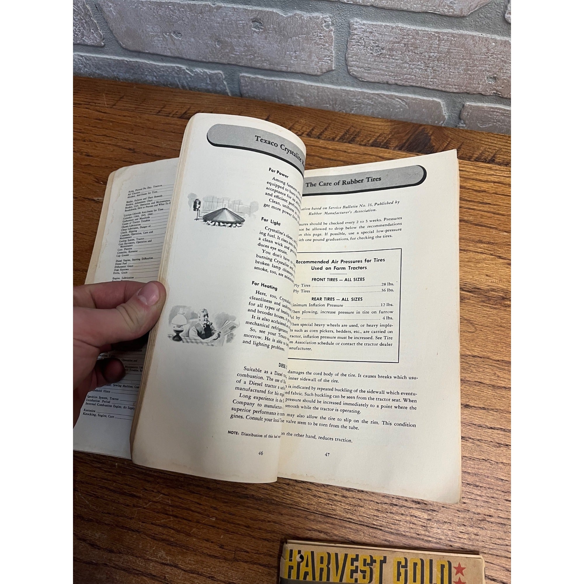 Vintage 1940s Texaco Oil Harvest Gold Farm Manual & Tractor Record Book